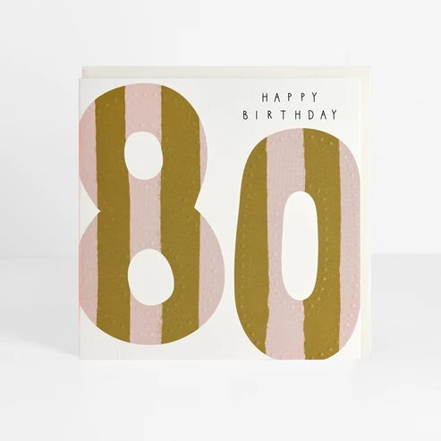 80th Birthday Stripe Card