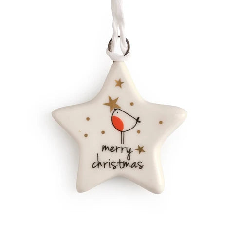 Robin Merry Christmas Star Mini Hanging Decoration