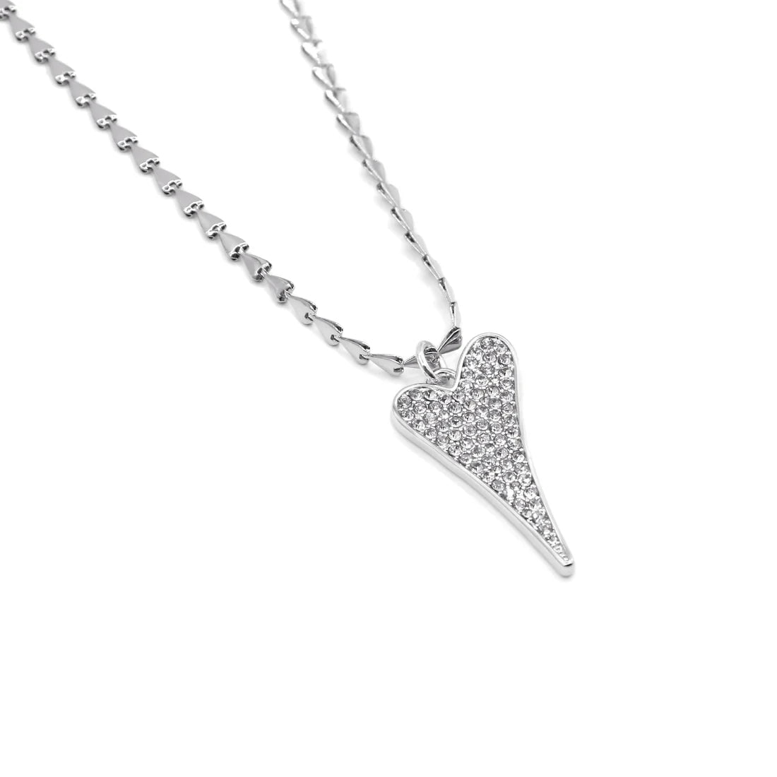 Miss Dee Silver Heart Chain Necklace with Diamante Heart