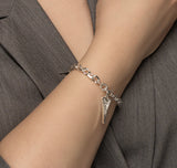 Miss Dee Silver Chain Bracelet with Diamante Heart