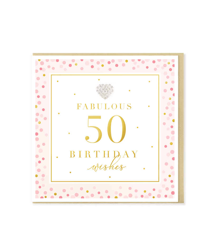 Heart Designs Female 50th Birthday Card