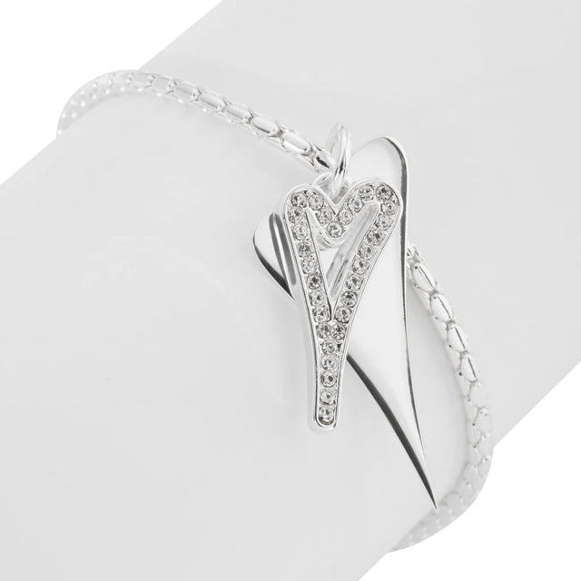Miss Dee Silver Bracelet with Double Hollow Heart
