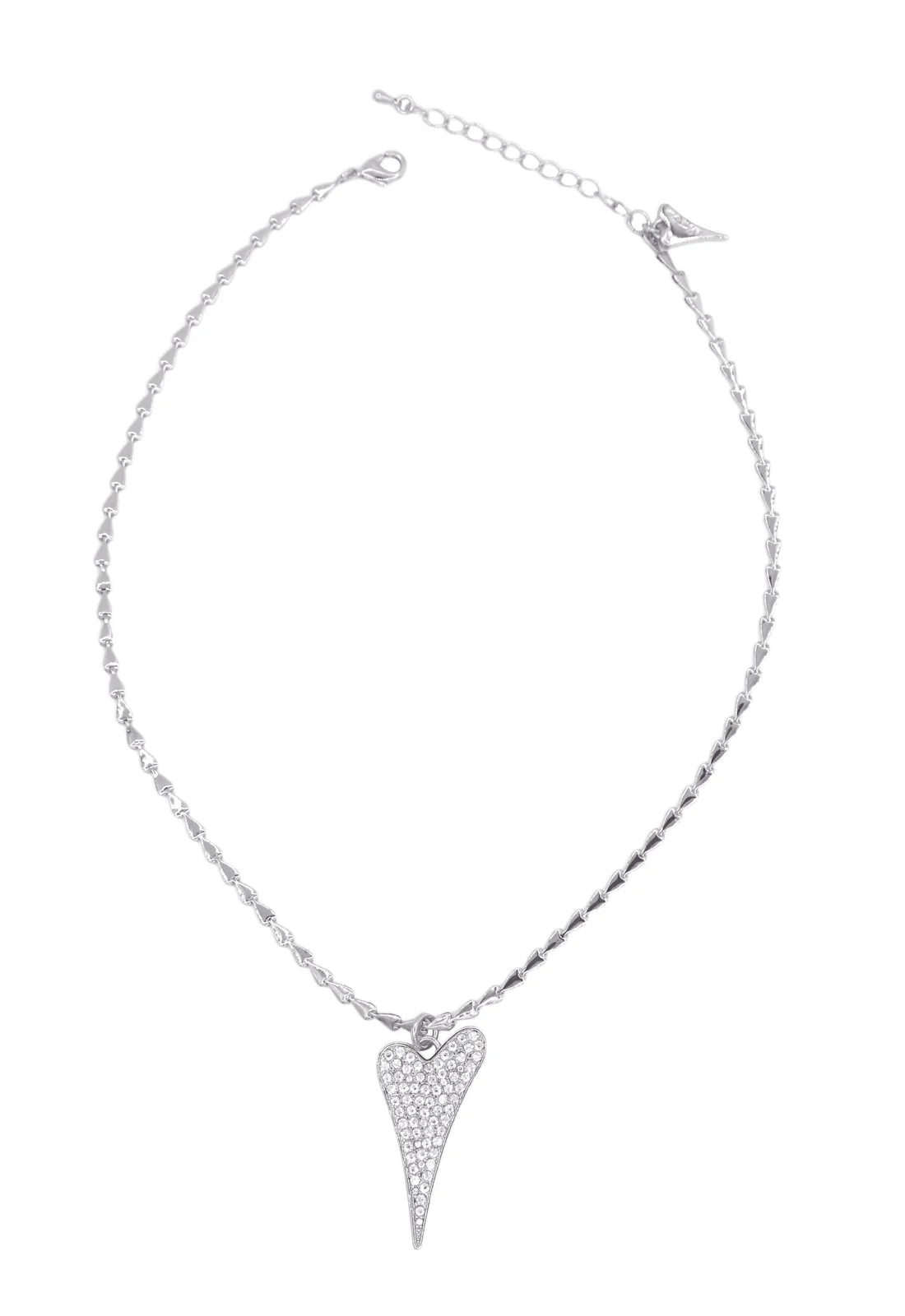 Miss Dee Silver Heart Chain Necklace with Diamante Heart