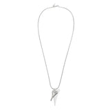 Miss Dee Silver Long Necklace with Double Solid/Hollow Heart