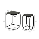 Set of 2 Black Metal Nesting Tables With Black Mirrored Tabletop