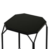Set of 2 Black Metal Nesting Tables With Black Mirrored Tabletop