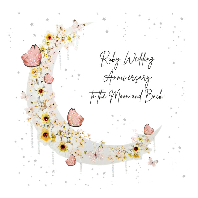 40th Anniversary Card - Butterflies & Blossom