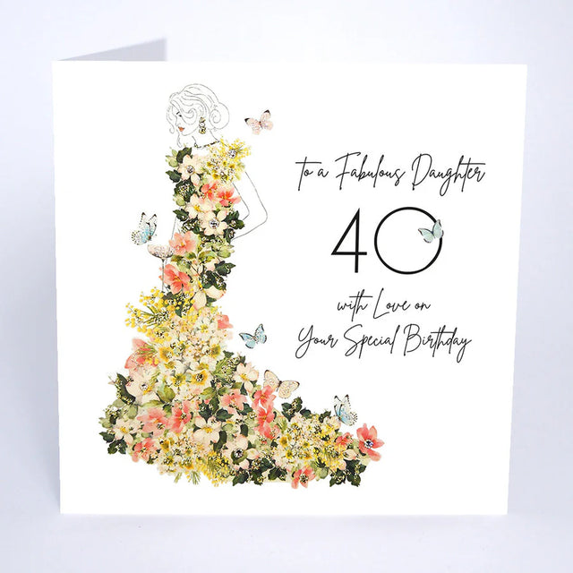 Fabulous Daughter 40th Birthday Card - Blossom Dress