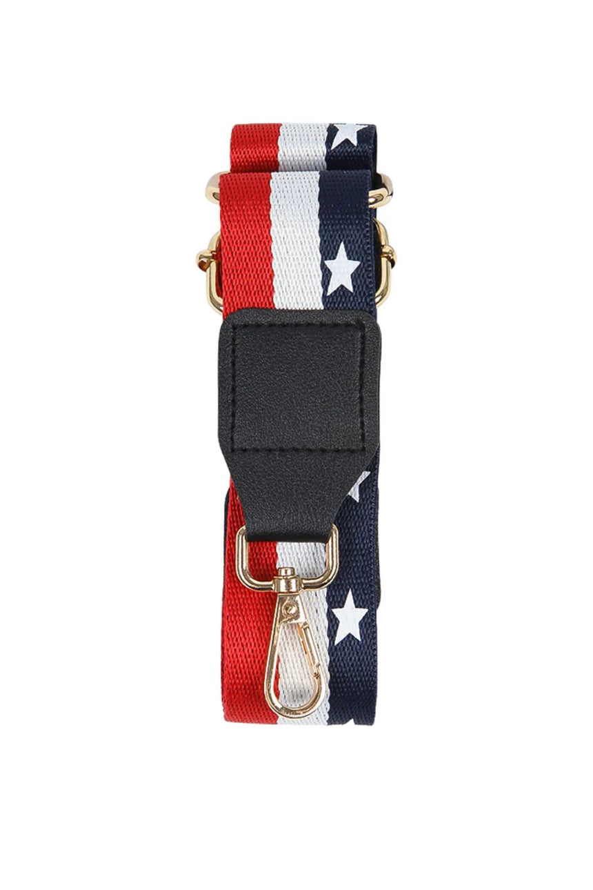 Navy Blue White Stars and Stripes Bag Strap