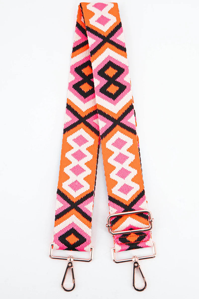 Pink and Orange Aztec Bag Strap