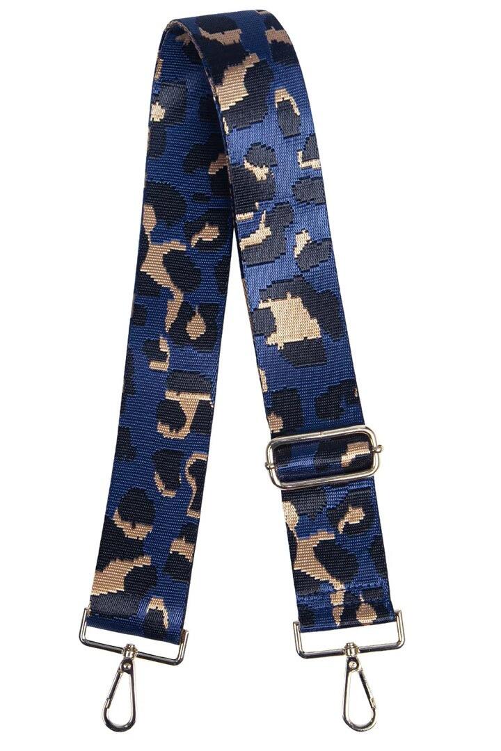 Navy Leopard Print Bag Strap