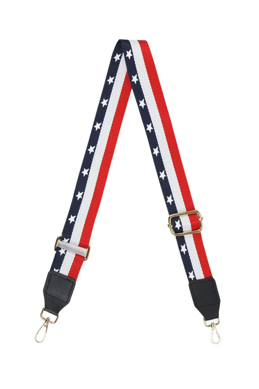 Navy Blue White Stars and Stripes Bag Strap