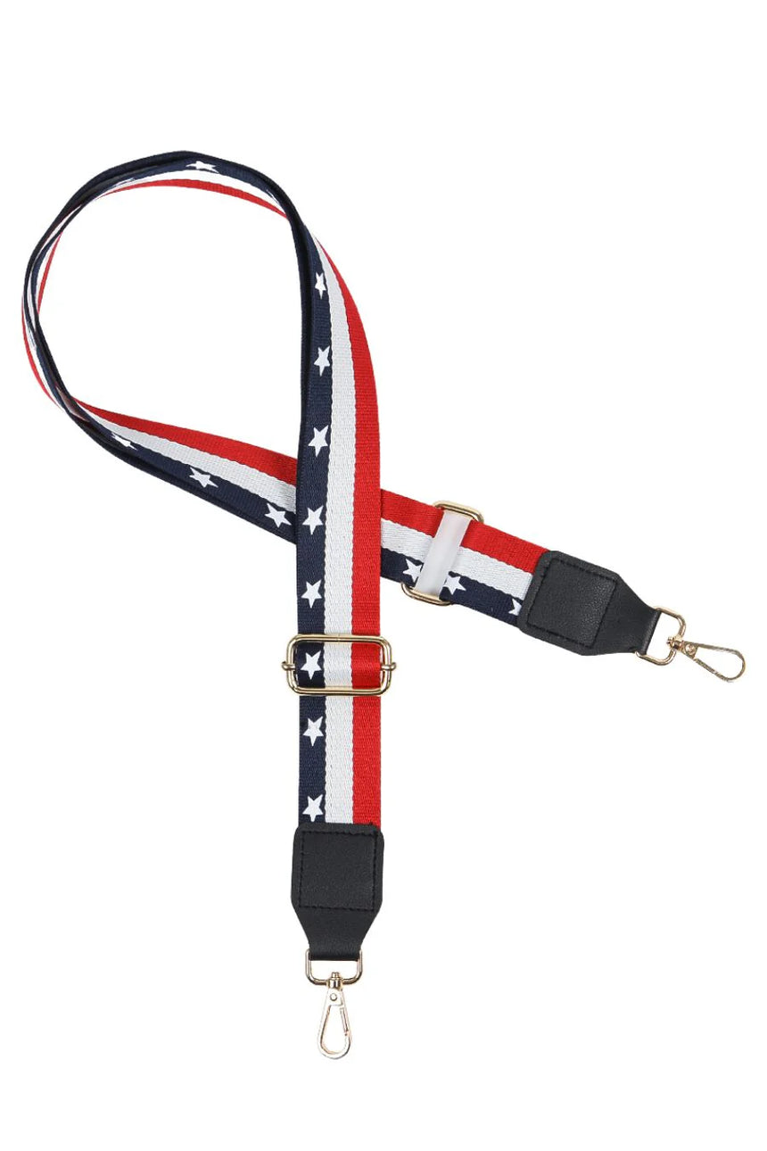 Navy Blue White Stars and Stripes Bag Strap