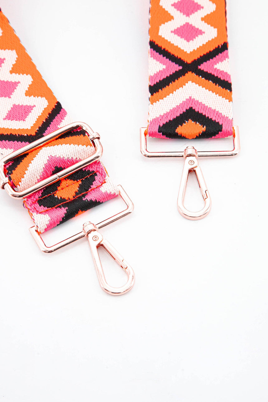 Pink and Orange Aztec Bag Strap