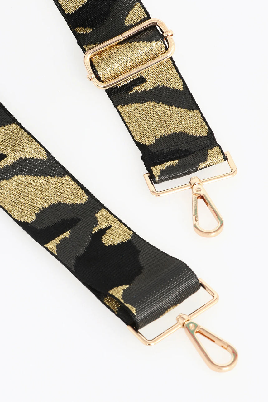 Black Camouflage Glitter Bag Strap