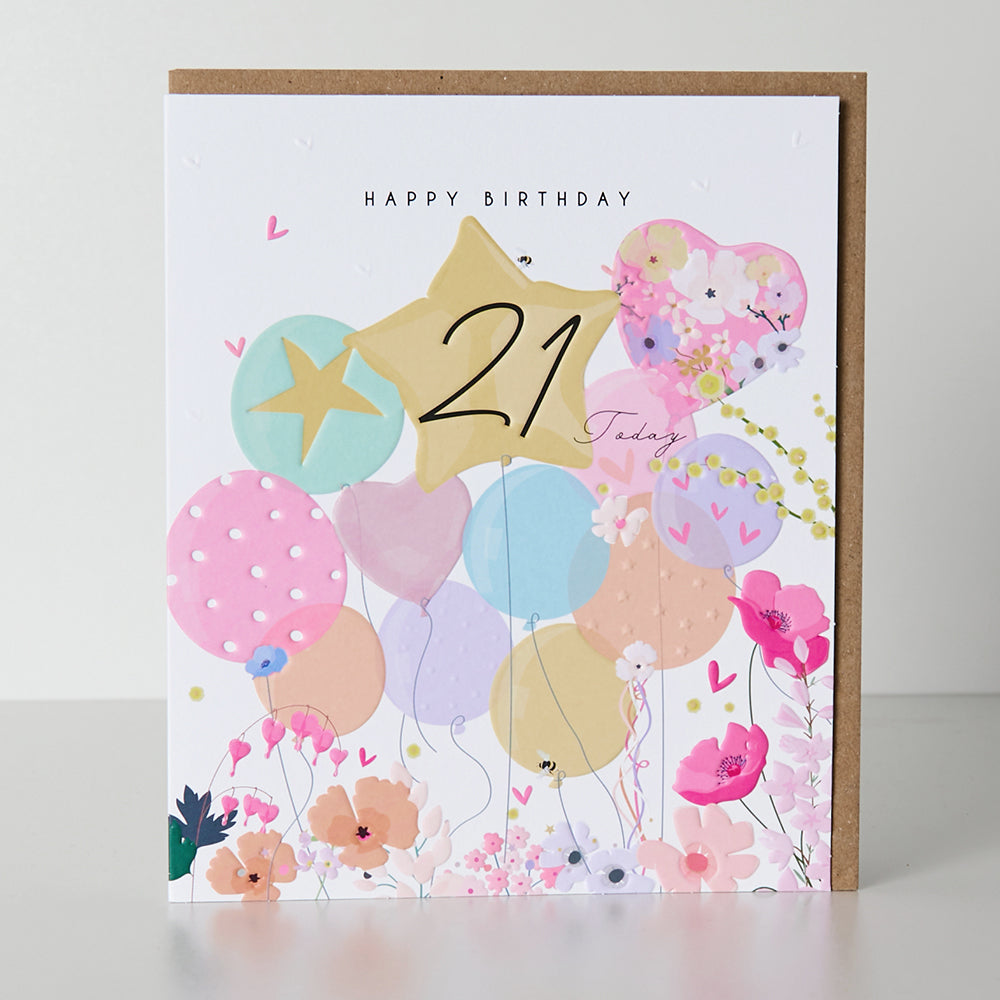 21st Birthday Card - Balloons