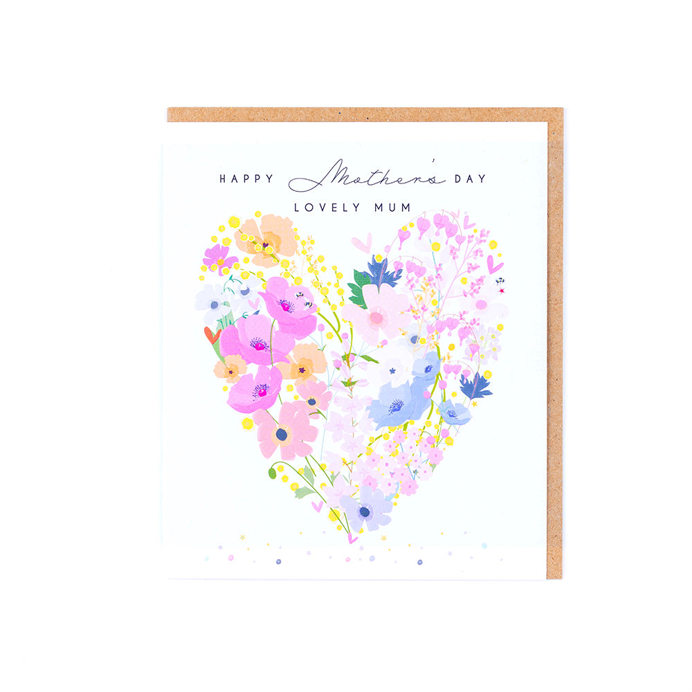 Happy Mothers Day Card - Floral Heart