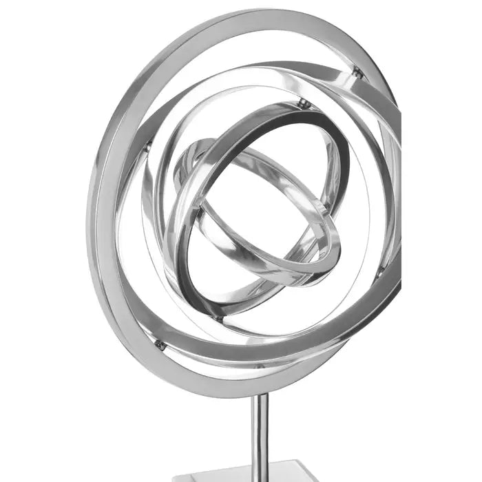 Mirano Silver Finish Spiral Sculpture with Marble Base