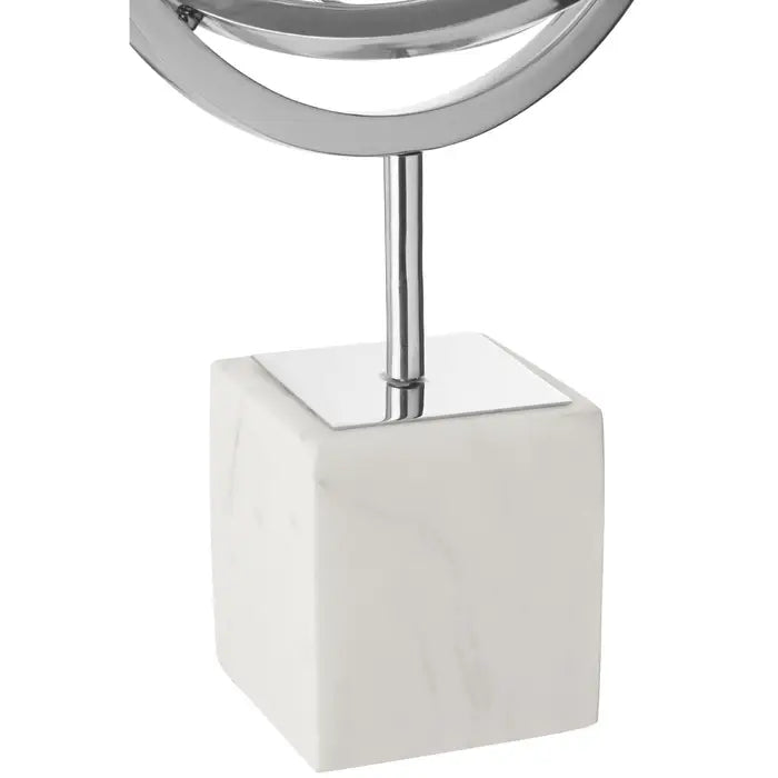 Mirano Silver Finish Spiral Sculpture with Marble Base