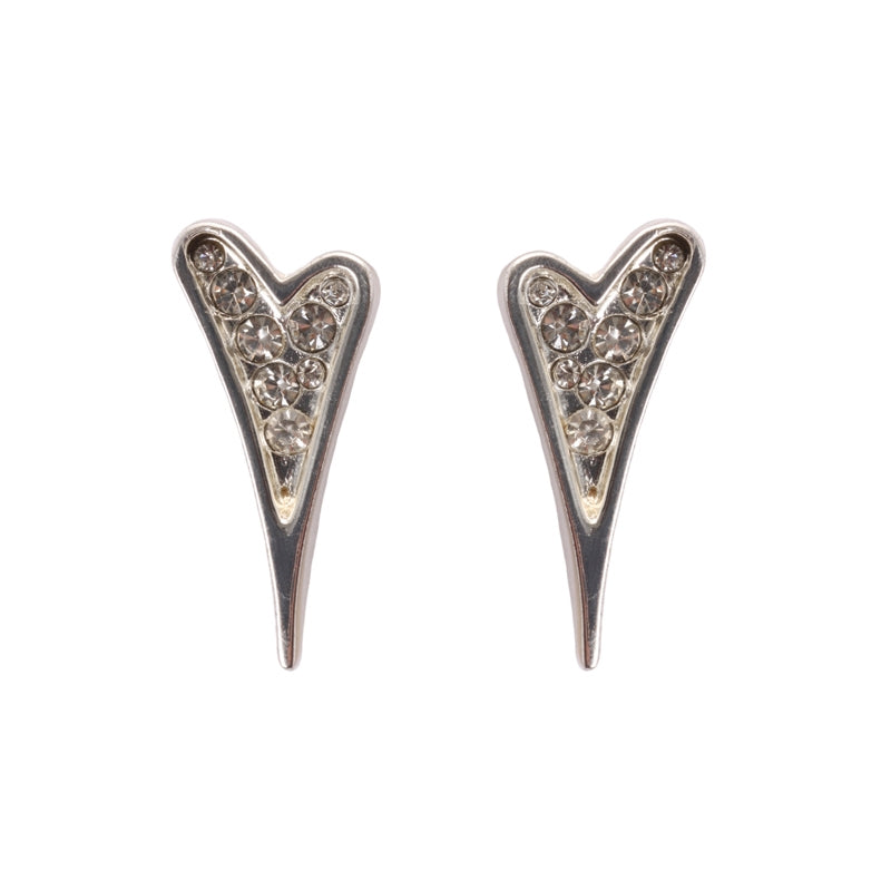 Miss Dee Silver Heart Diamante Stud Earrings