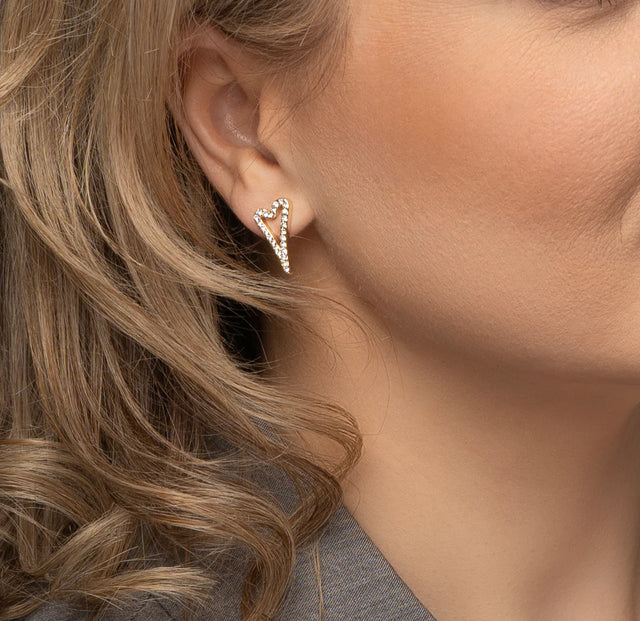 Miss Dee Gold Crystal Hollow Heart Earrings