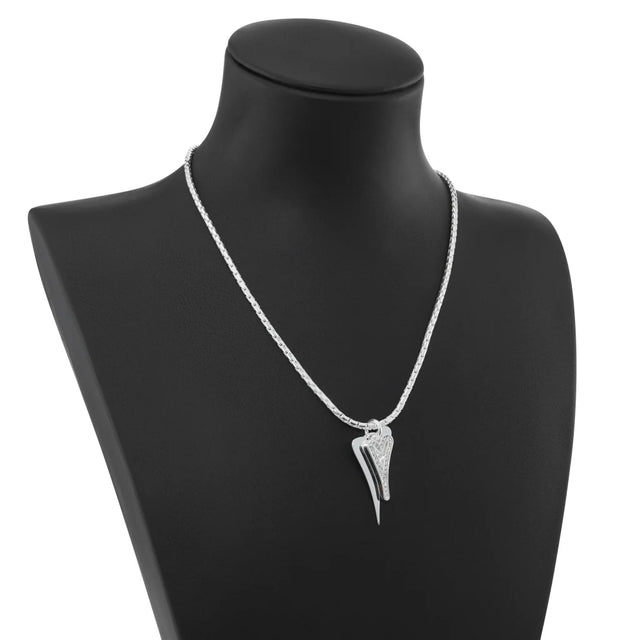 Miss Dee Silver Necklace with Double Solid/Hollow Heart