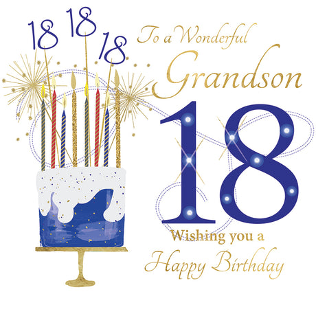 Rush Designs Grandson 18th Birthday Large Card