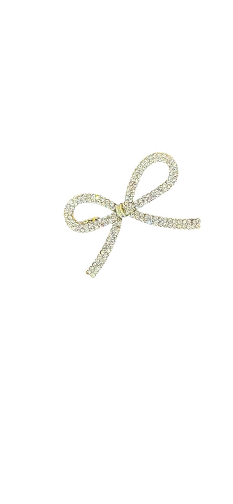 Crystal Bow Brooch - GOLD