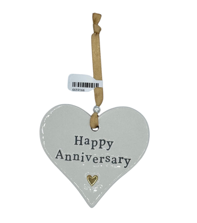 Happy Anniversary Ceramic Heart - Gold
