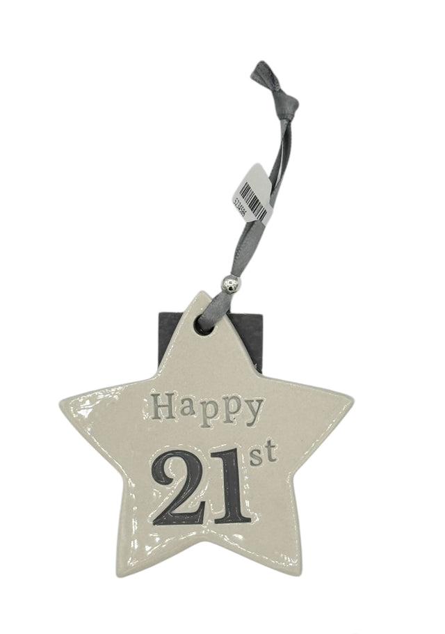 21st Birthday Ceramic Star -  Grey