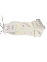 Off White Spot Lace Trim Trainer Socks