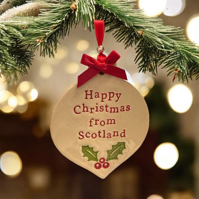 Happy Christmas from Scotland Ceramic Bauble