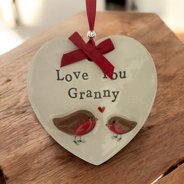 Love you Granny Embellished Robins Ceramic Bauble