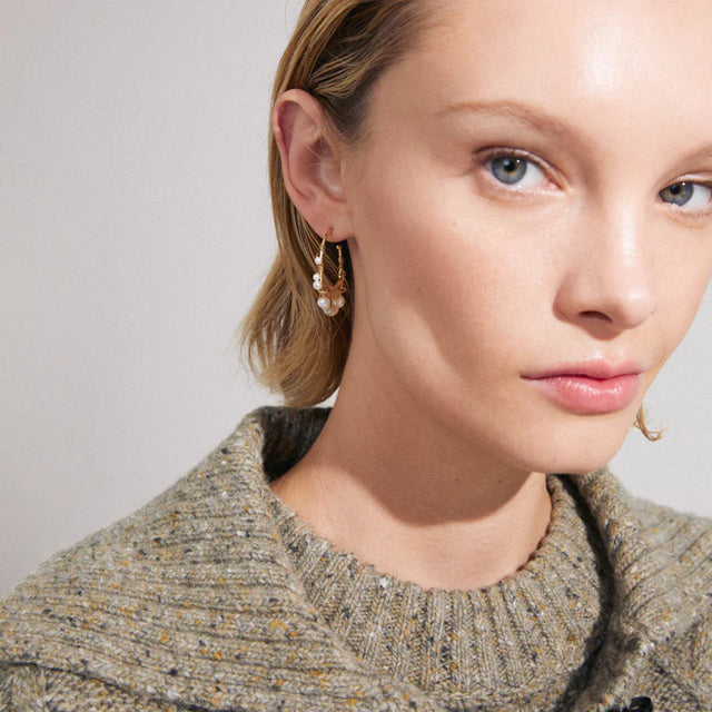 Pilgrim Focus Pearl Hoop Earrings - Gold