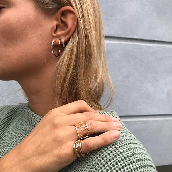 Pilgrim Roberta Crystal Semi-Hoop Earrings - Silver