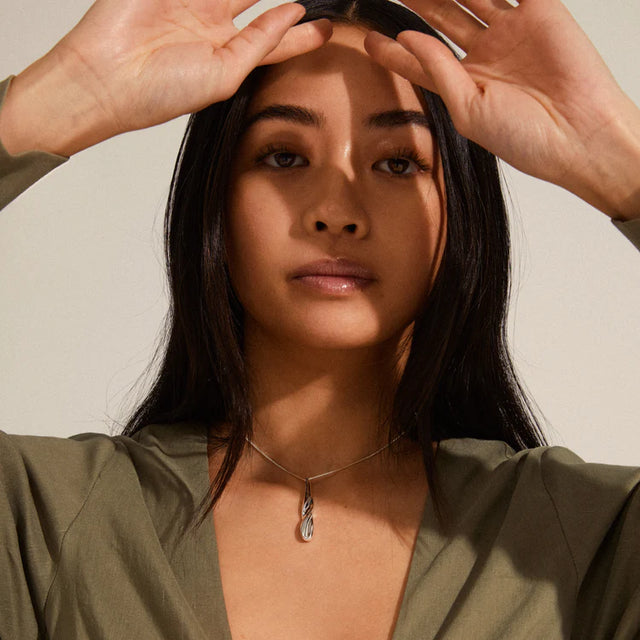 Pilgrim Alberte Teardrop Pendant Necklace - Silver