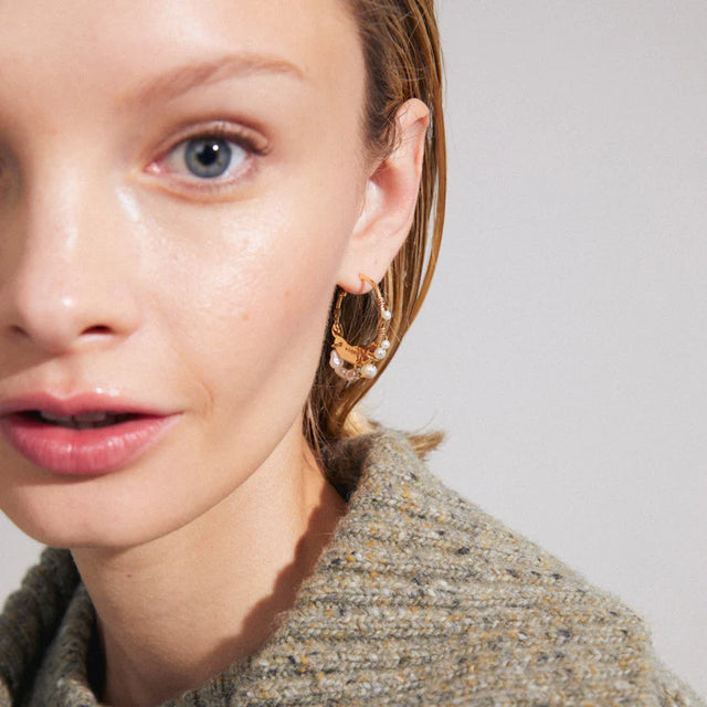 Pilgrim Focus Pearl Hoop Earrings - Gold