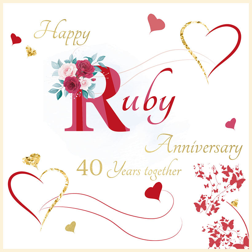 Ruby Ann Card Rush Designs 40th Ruby Anniversary Card – Scarlet Ribbons