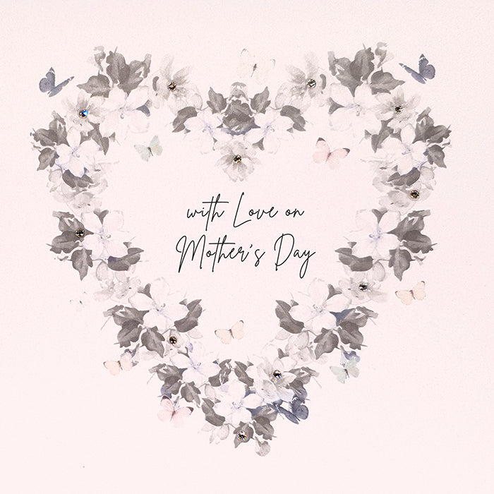 With Love on Mothers Day Card - Floral Heart