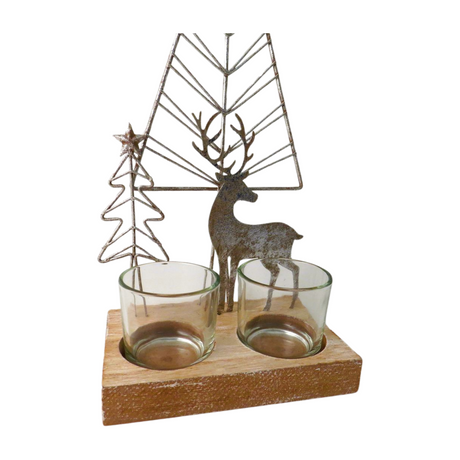 GTW Tree & Reindeer Candle Holder 28cm