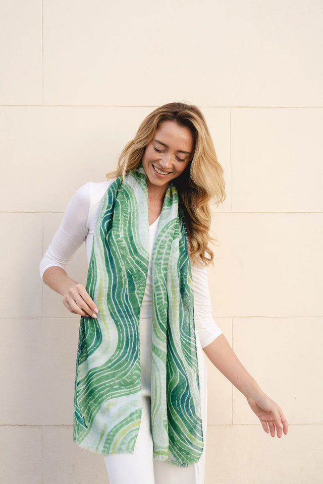 Large Jade Green Swirl Scarf