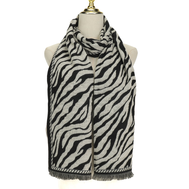 Black/Grey Zebra Print Scarf