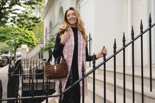 Pink Check Scarf