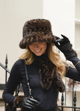 Slim Faux Fur Cross Over Scarf - Zebra