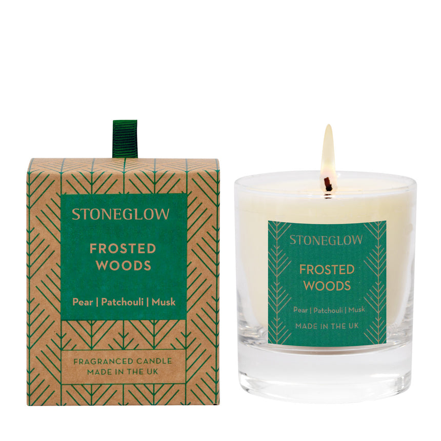 Stoneglow Seasonal Frosted Woods Glass Candle