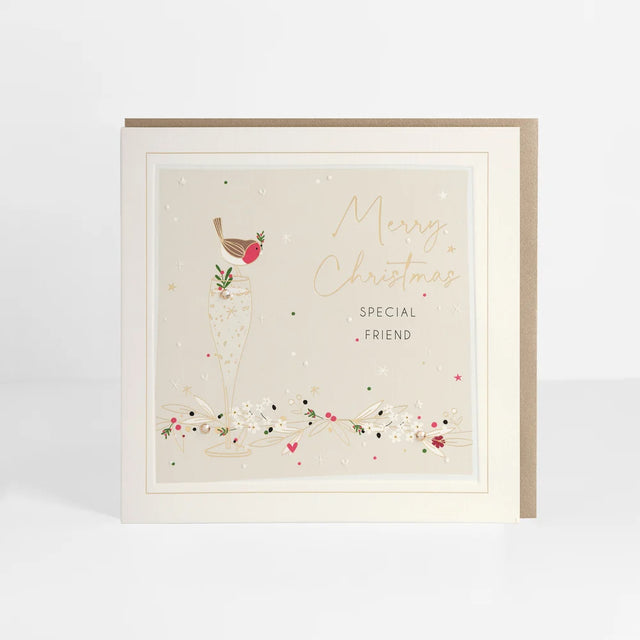Signature Friend Glass & Robin Christmas Card