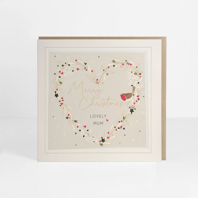 Signature Mum Heart Wreath Xmas Card