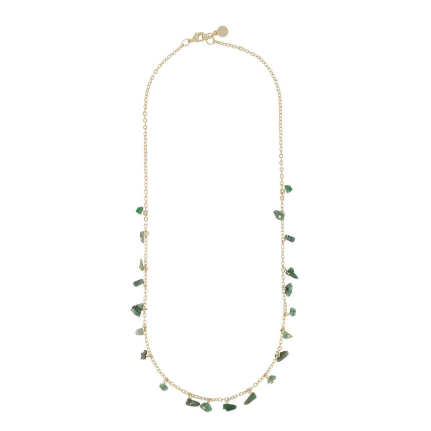 SNO Capri Green Stone Charm Necklace