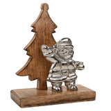 Santa Claus with Tree Wood and Metal Decoration