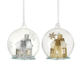 Glass Bauble with House and LED Light